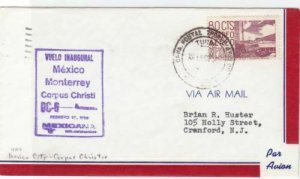 mexico corpus christi  1966  air mail stamps  flight cover ref r15419