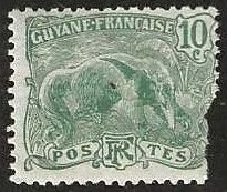 French Guiana 57,  mint, hinged, torn and thinned space filler.  1922.  (F488)