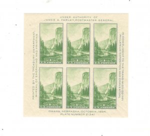 US SCOTT# 751, SOUV SHEET, MNH