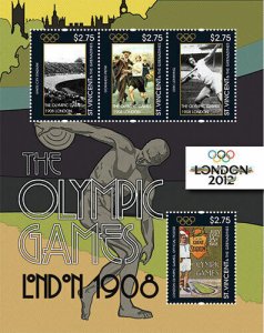 St. Vincent 2011 - SC# 3814 London Olympic Games 1908 - Sheet of 4 Stamps - MNH