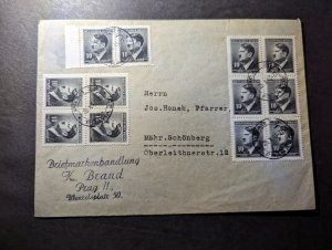 1943 Germany Bohemia Moravia Cover Prague to Mahr Schonberg