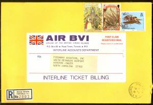 BRITISH VIRGIN ISLANDS 1981 Reg AIR BVI to PIEDMONT AVIATION Multi Frkd Cover