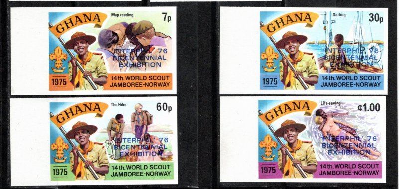 Ghana 1976 MNH Sc 578-81 overprints IMPERFORATE