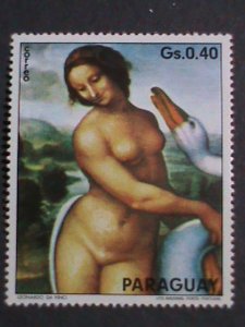 ​PARAGUAY-PROMOTION SALE-WORLD FAMOUS NUDE ART PAINTING LARGE SIZE STAMP VF