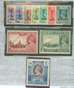 Burma (Myanmar) #O15-24v Mint (NH)