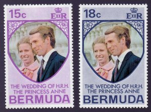 BERMUDA SC#302-303 Princess Anne Wedding (1973) MNH