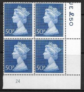 1970 50p Decimal Machin Cylinder 24 UNMOUNTED MINT