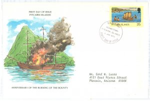 Pitcairn Islands 175 1978 Burning of the Bounty, ships, addressed, Postal Commerative Society FDC