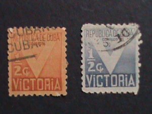 ​CUBA-1942 SC#RA5-6  79 YEARS OLD-VICTORY STAMPS USED SET-WE SHIP TO WORLDWIDE