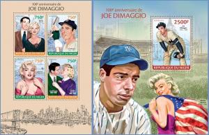 NIGER 2014 2 SHEETS nig14101ab DIMAGGIO MARYLIN BASEBALL 