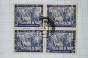 Germany sc#10NB2 Leipziger Messe 1948 semi postal DDR used block 4