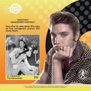 St. Vincent 2017 - Elvis Presley, Signs First Contract - Souvenir Sheet - MNH