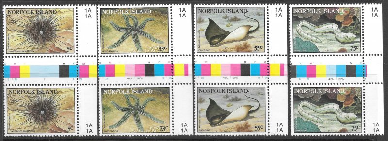 Norfolk Island Scott 377-380 MNH Marine Life Gutter Pair Set of 1986 Starfish