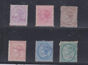 NEW ZEALAND # 51s-56s 1d to1sh QUEEN VICTORIA SET WITH SPECIMINE O/PRINT PUR[LE 
