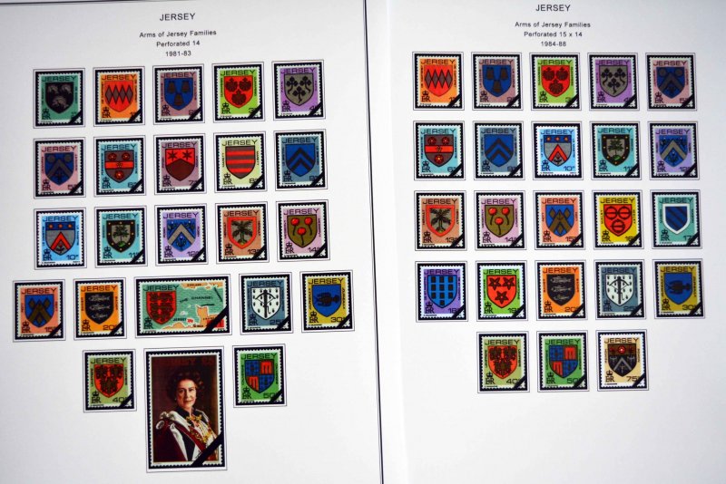 COLOR PRINTED GB JERSEY 1958-2010 STAMP ALBUM PAGES (198 illustrated pages)