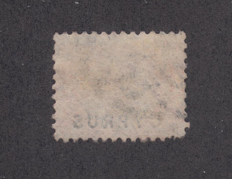 Cyprus Sc 1 used 1880 ½p rose QV of Great Britain w/ CYPRUS ovpt, plate 12