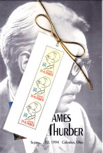 USPS 1st Day Ceremony Program & Bookmark #2862 James Thurber Ohio Humorist 1994