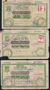 Pakistan 3 Different Postal order with additional stamps affixed used # 5065