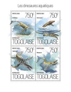 TOGO - 2013 - Marine Dinosaurs - Perf 4v Sheet - Mint Never Hinged