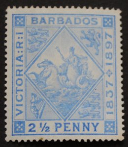 Barbados 1897 Diamond Jubilee Two and a Halfpence SG 119 mint