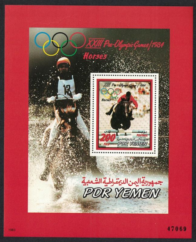 Yemen Horses Olympic Games Los Angeles MS SG#MS300 CV£20+