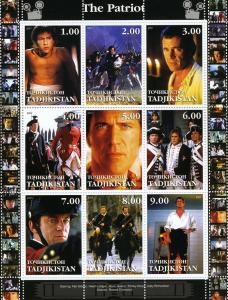 Tadjikistan 2001 THE PATRIOT/MEL GIBSON/AMERICANA Sheetlet (9) MNH