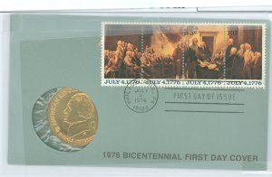 US 1694a Unaddressed Bicentennial first day cover with bronze coin