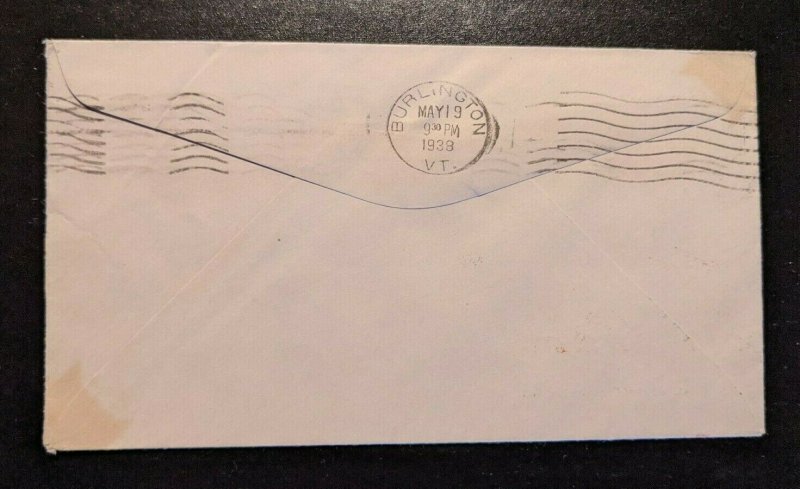 1938 Bennington Vermont National Airmail Week Airmail Cover to Rutland Vermont