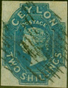 Ceylon 1859 2s Dull Blue SG12 Good Used Rebacked CV £1300