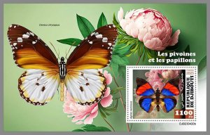 DJIBOUTI 2023 MNH IMPERF. Peonies & Butterflies S/S #420b