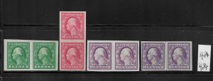 US #481-482/483-484 1916-17 IMPERFORATE PAIRS (2C VERTICAL)- MINT NEVER HINGED