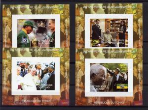Chad 2008 Nelson Mandela/Pope J.Paul II/Rugby 4 S/S Imperforated MNH