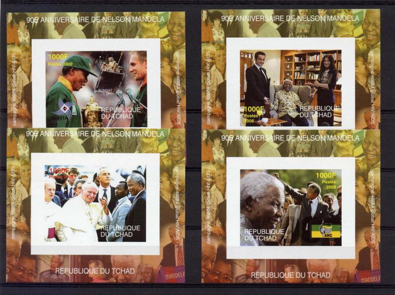 Chad 2008 Nelson Mandela/Pope J.Paul II/Space Sunsat 4 S/S Imperforated MNH