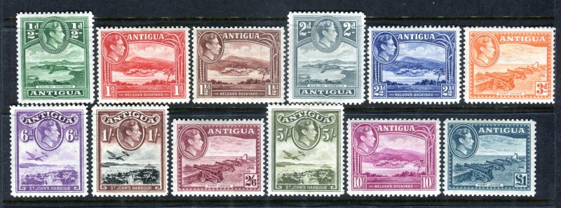 Antigua 1938 KGVI. COMPLETE set of 12. MLH. SG98/109.