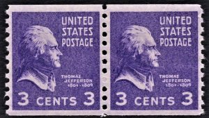 US 842 MNH VF 3 Cent Thomas Jefferson Pair