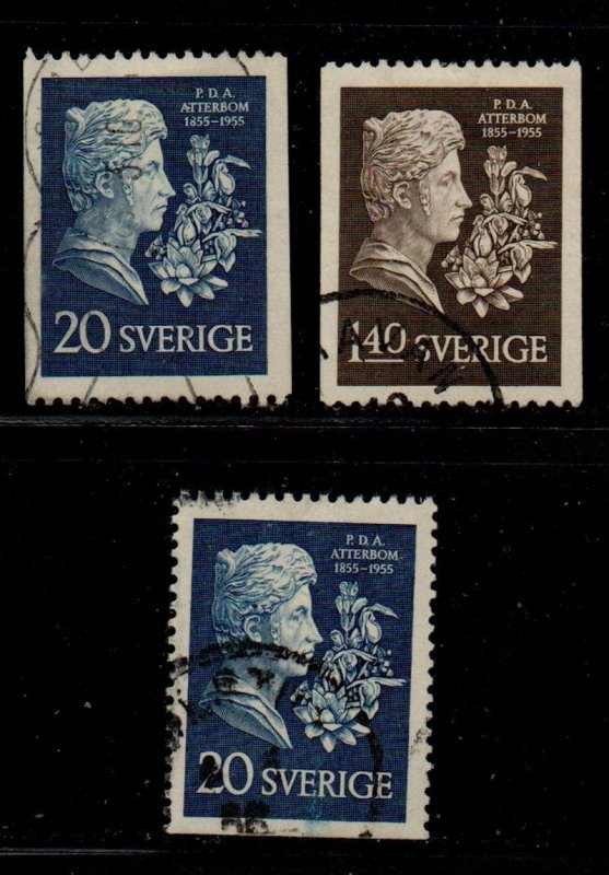 Sweden Sc 484-486 1955 Atterbom stamp set used