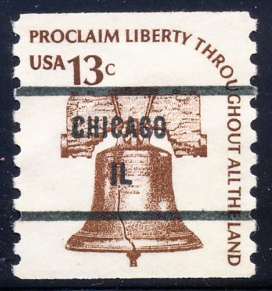 Chicago IL, 1618-81 Bureau Precancel, 13¢ coil Liberty Bell