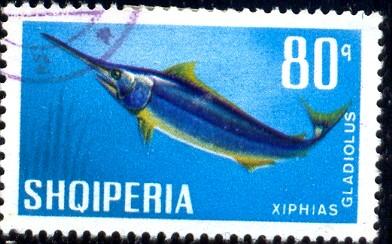 Fish, Swordfish, Albania stamp SC#1010 used