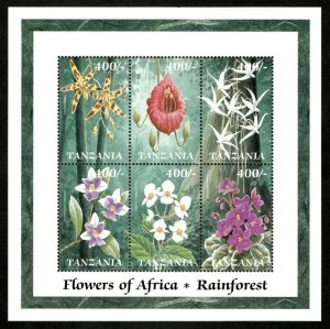 Tanzania 2000 - Flowers of Africa, Rainforest - Sheet of 6v - Scott 2037 - MNH