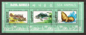 1979 North Korea - Sc 1891a - CTO used VF - Mini Sheet - Marine Life