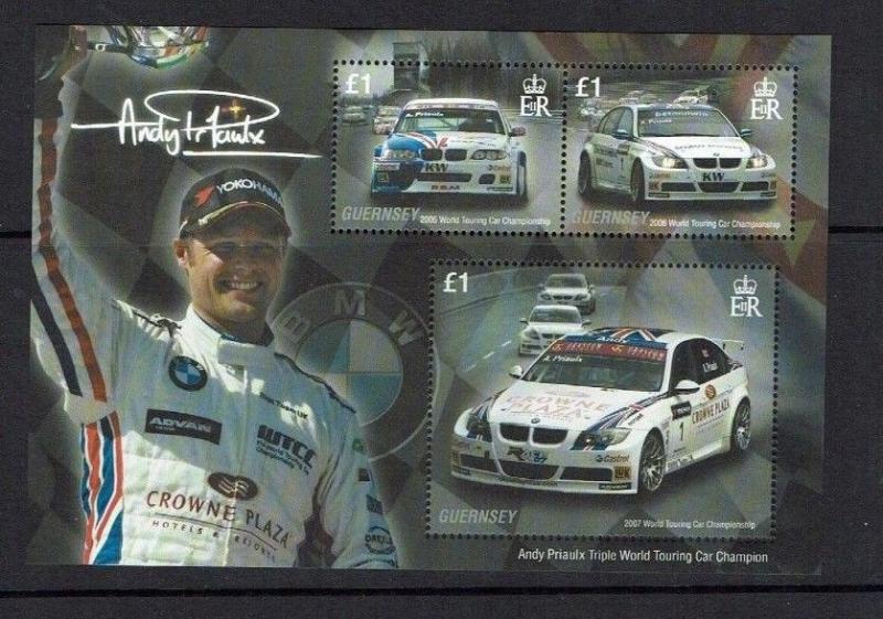 Guernsey: 2008  Andy Priaulx, Triple World Touring Car Champion, Miniature sheet