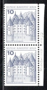 Germany Berlin Scott # 9N391, mint nh, pair,mis cut from booklet pane, Mi#532CD