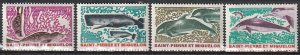 1969 St. Pierre and Miquelon - Sc 389-92 - MNH VF - 4 single - Marine Mammals