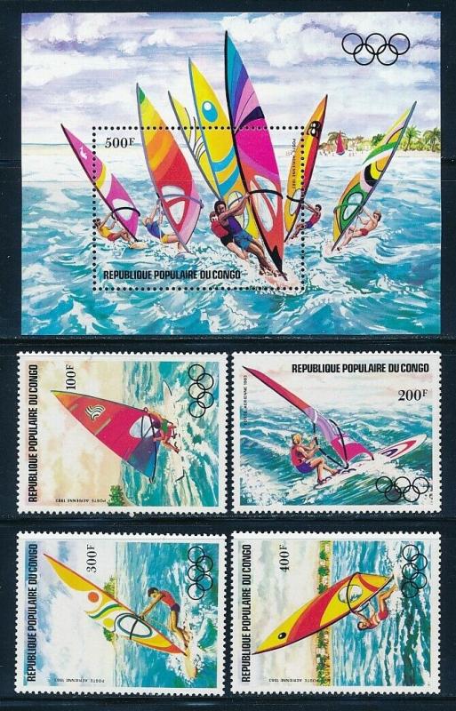 Congo - Los Angeles Olympic Games MNH Sports Set Sailing C305-9 (1984)