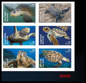 US 5865a-5870a 5870c Protect Sea Turtles imperf NDC plate block 6 LR MNH 2024