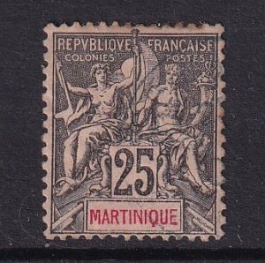 Martinique   #43 used 1892  navigation and commerce 25c black rose