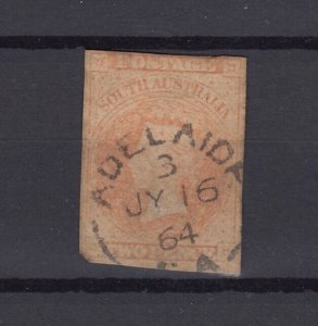 South Australia QV 1855 2d Orange Rouletted Adelaide Cancel BP9805