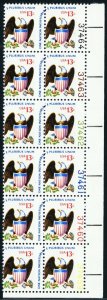 1596, MNH 13¢ Eagle Misperfed Error Plate Block of 12 Stamps - Stuart Katz