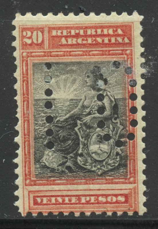 Argentina Scott 142 Used H - 1899 20p Liberty Seated, Punch Cancel - SCV $3.00
