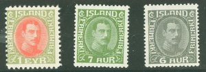 Iceland #176, 179, 180 Mint (NH) Single (King)